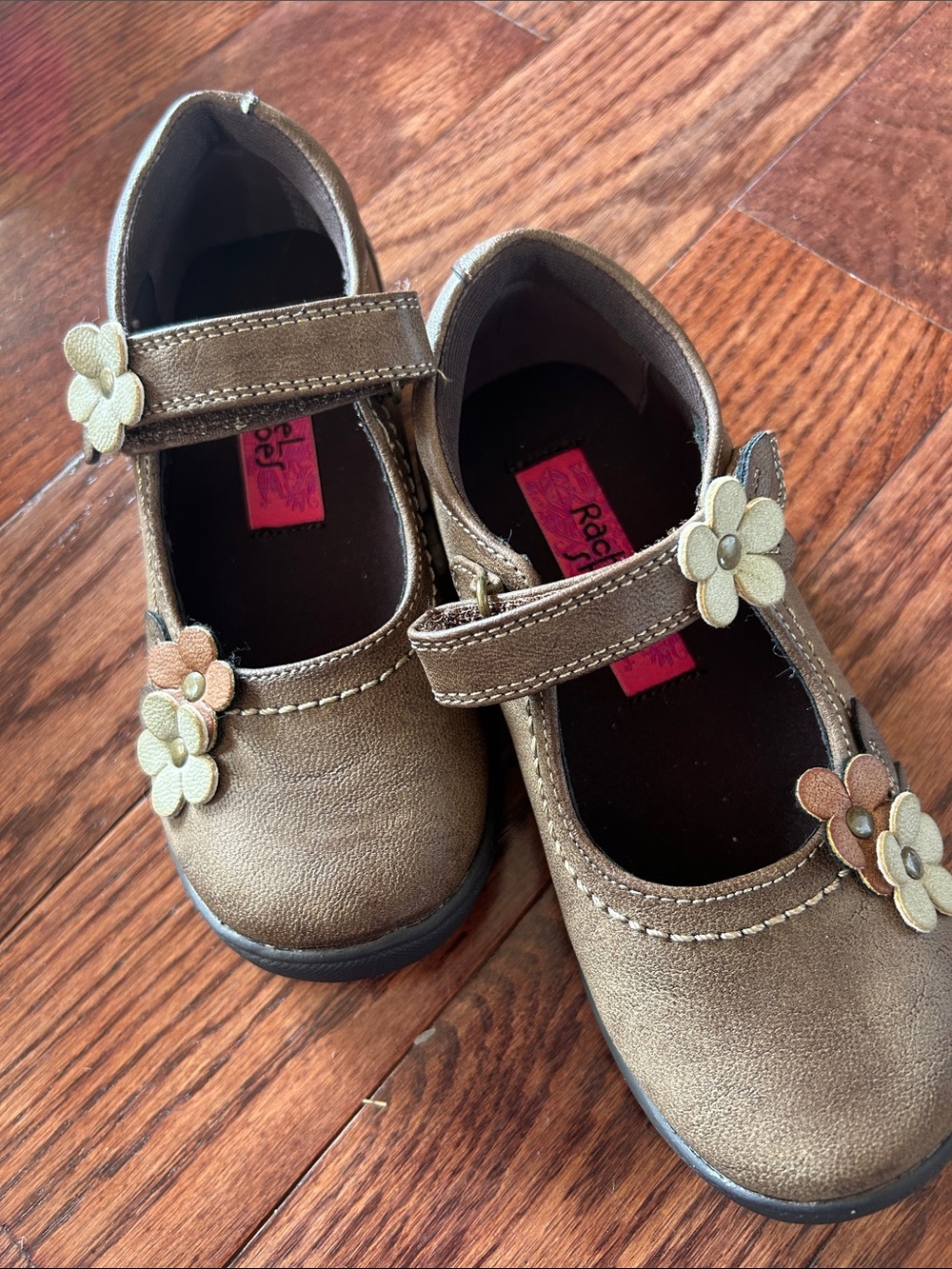 Rachel Shoes Brown Mary Jane Kids Dress Shoes with Flower Accents